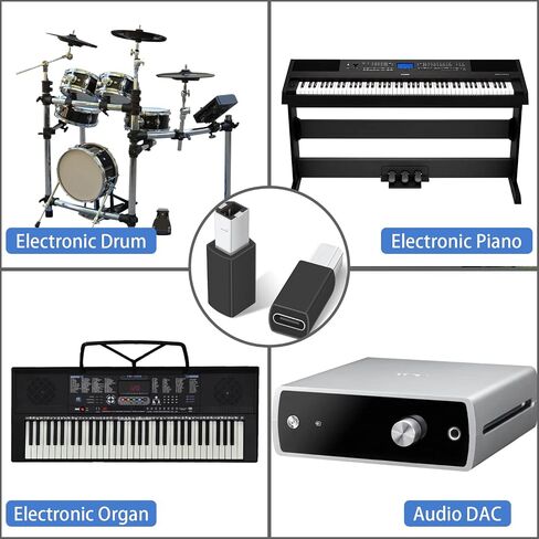 محول Duttek USB C إلى USB B 2 حزمة، USB C إلى Midi، موصل محول USB C أنثى إلى USB B ذكر للطابعات والفئران ولوحات المفاتيح والبيانو الكهربائي (فضي) in Saudi Arabia