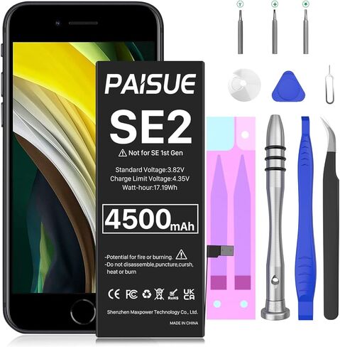 بطارية لهاتف iPhone SE الجيل الثاني، بطارية بديلة مطورة ذات سعة عالية للغاية جديدة 0 دورة لهاتف iPhone SE 2020 A2275 A2296 A2298 (ليست لهاتف iPhone SE 1st Gen) مع مجموعة أدوات الإصلاح in Saudi Arabia