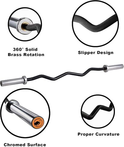 Chong Olympic Barbell 47 بوصة/4FT EZ Curl Weight Bar، سعة 350 رطل من قضبان الكروم لتدريب القوة في صالة الألعاب الرياضية المنزلية، ورفع الأثقال، ورفع الطاقة in Kuwait