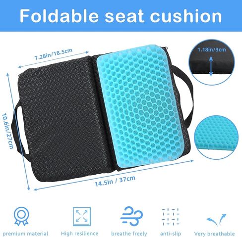 وسادة مقعد جل محمولة قابلة للطي وسائد سفر من الجل لتخفيف الضغط أثناء الجلوس لفترة طويلة لكرسي المكتب أو ملعب السيارة أو الطائرة أو السفر لتخفيف آلام الجلوس in Kuwait