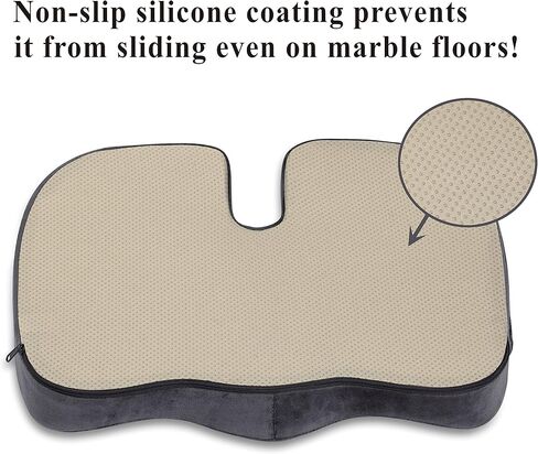 وسادة مقعد من الإسفنج الذكي المعزز بالجل - مثالية لكرسي المكتب ووسادة مقعد السيارة - تساعد على تخفيف آلام عظم الذنب - تقلل الضغط على العصعص والورك - غطاء قابل للغسل غير قابل للانزلاق in Kuwait