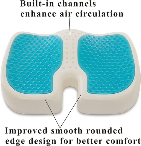 وسادة مقعد من الإسفنج الذكي المعزز بالجل - مثالية لكرسي المكتب ووسادة مقعد السيارة - تساعد على تخفيف آلام عظم الذنب - تقلل الضغط على العصعص والورك - غطاء قابل للغسل غير قابل للانزلاق in Kuwait