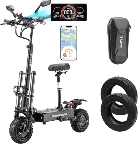 M YUME SCOOTER Y11PRO سكوتر كهربائي عالي الطاقة محركات مزدوجة 6000 واط حتى 50 ميل في الساعة 60 ميل 11 بوصة على الطرق الوعرة بدون إطار سكوتر رياضي قابل للطي مع مقعد منفصل in Saudi Arabia