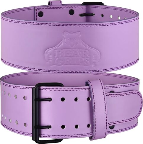 Bear Grips Leather Weightlifting Belt with Steel Buckle - 5mm Double Prong Weight Lifting Belt - 4" Wide Home Gym Equipment Adjustable Belt for Powerlifting Squat Deadlift, XS-XL in Saudi Arabia
