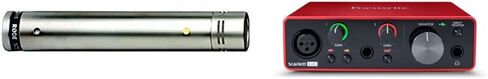 ميكروفون مكثف ذو غشاء صغير Rode NT5-S وواجهة صوت USB من الجيل الثالث Focusrite Scarlett Solo - دقة عالية، تسجيل بجودة الاستوديو، وجميع البرامج التي تحتاج إلى تسجيلها in Kuwait