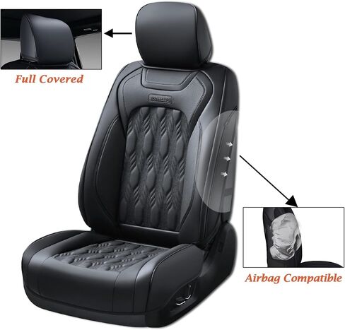أغطية مقاعد Coverado Toyota Tundra، أغطية مقاعد أمامية سوداء مقاومة للماء لملحقات السيارة متوافقة مع 2007-2021 Toyota Tundra in Kuwait