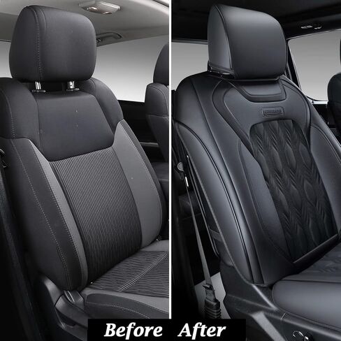 أغطية مقاعد Coverado Toyota Tundra، أغطية مقاعد أمامية سوداء مقاومة للماء لملحقات السيارة متوافقة مع 2007-2021 Toyota Tundra in Kuwait