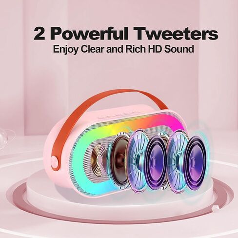 Mini Karaoke Machine for Adults and Kids, Portable Bluetooth Karaoke Speaker with Two Wireless Microphones, Birthday Gifts Toys for Girls Boys Family Home Party,Colorful LED Lights in Saudi Arabia