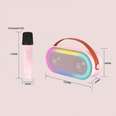 Mini Karaoke Machine for Adults and Kids, Portable Bluetooth Karaoke Speaker with Two Wireless Microphones, Birthday Gifts Toys for Girls Boys Family Home Party,Colorful LED Lights in Saudi Arabia