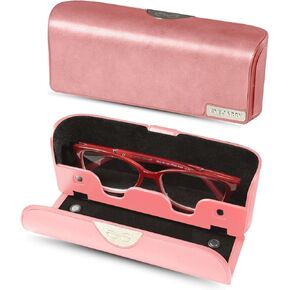 Leslie Jordan Pink EyeCarry Case Soft Premium Vegan Leather Eye Glasses Case Unique Patented Open Face for Easy One-Handed Access, Leslie Jordan Pink, One size
