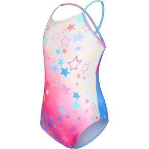 iLover Girls Sparkle One Piece Swimsuits Crossback Swimwear Beach Bathing Suit with Adjustable Strap 4-10 Years in Kuwait