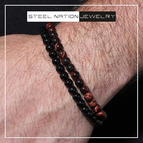 Stainless Steel Bead Beaded Double Strand Rolo Chain Adjustable Nylon Bolo Bracelet - 8-1/2"-12" in Kuwait