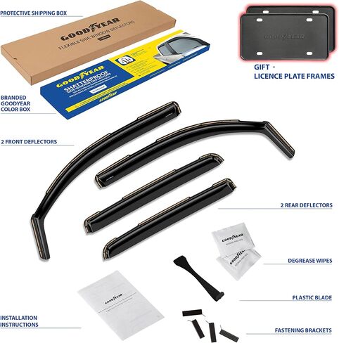 Goodyear Shatterproof in-Channel Window Deflectors for Ford Ranger 2024 SuperCrew, Rain Guards, Window Visors for Cars, Vent Deflector, Car Accessories, 4 pcs - GY008018 in Saudi Arabia