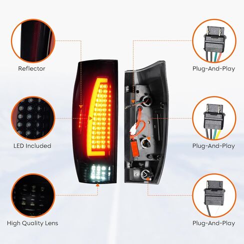 Tresound LED Tail Light for Chevy Avalanche 1500 2500 2002 2003 2004 2005 2006, Rear Taillight Assembly, GM2801153 in Kuwait