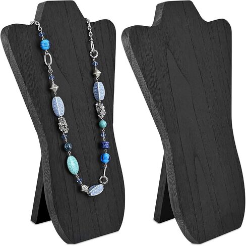 MOOCA Foldable Wooden Easel Necklace Display - Portable Jewelry Organizer, Curved Top Design - 8.54" Wx1.65 Dx14.33 H - Brown in Saudi Arabia