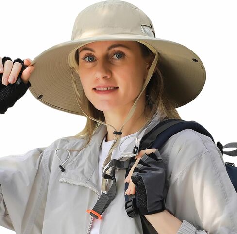 قبعة شمسية بحافة واسعة 6 بوصة للرجال والنساء حماية من الأشعة فوق البنفسجية جيدة التهوية في الهواء الطلق دلو قبعات صيد قابلة للتعبئة للتنزه في رحلات السفاري in Kuwait