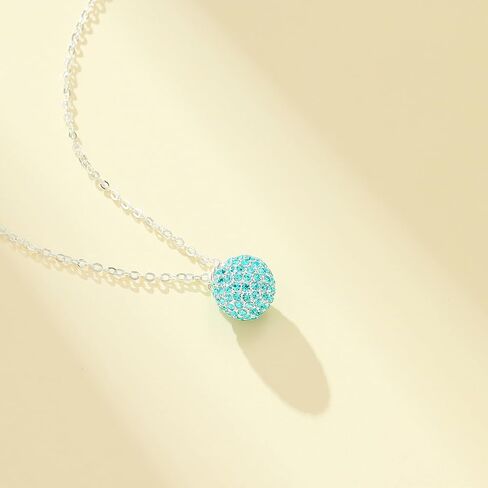 Gold Disco Ball Birthstone Necklace for Women,Sports Game Day Baseball Necklaces Disco Ball Jewelry Gifts (Ball Rainbow) in Saudi Arabia