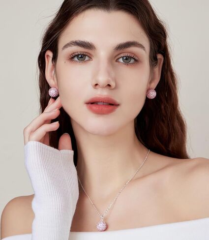 Gold Disco Ball Birthstone Necklace for Women,Sports Game Day Baseball Necklaces Disco Ball Jewelry Gifts (Ball Rainbow) in Saudi Arabia