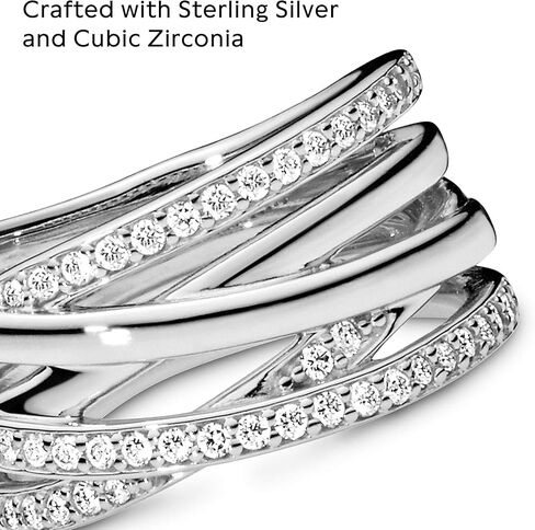 Pandora Sparkling & Polished Lines Entwined Ring - Ring for Women - Gift for Her, With Gift Box in Kuwait