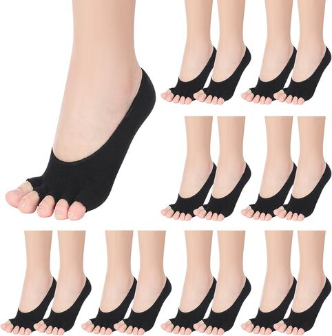 8 Pairs Peeping Toe Liner Socks Women Five Toeless Socks Open Toe No Show Socks Summer Sandal Socks with Nonslip Heel Gripper for Women Girls in Kuwait