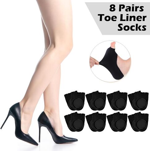 8 Pairs Peeping Toe Liner Socks Women Five Toeless Socks Open Toe No Show Socks Summer Sandal Socks with Nonslip Heel Gripper for Women Girls in Kuwait