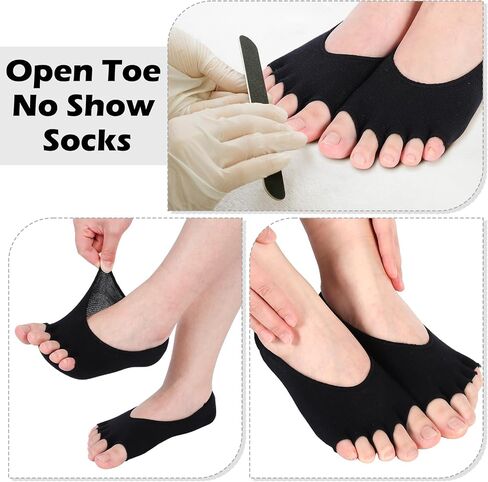 8 Pairs Peeping Toe Liner Socks Women Five Toeless Socks Open Toe No Show Socks Summer Sandal Socks with Nonslip Heel Gripper for Women Girls in Kuwait