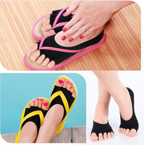 8 Pairs Peeping Toe Liner Socks Women Five Toeless Socks Open Toe No Show Socks Summer Sandal Socks with Nonslip Heel Gripper for Women Girls in Kuwait