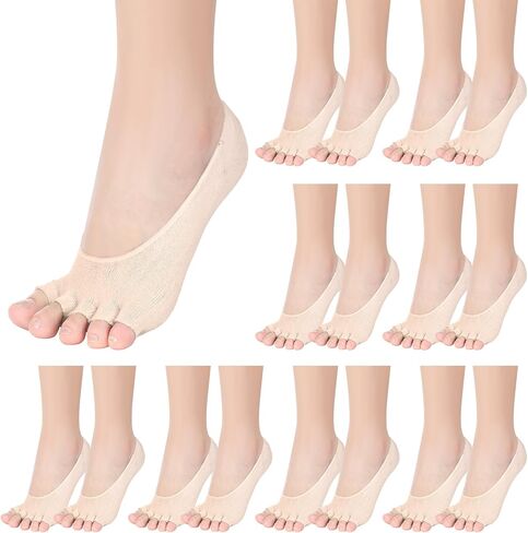 8 Pairs Peeping Toe Liner Socks Women Five Toeless Socks Open Toe No Show Socks Summer Sandal Socks with Nonslip Heel Gripper for Women Girls in Kuwait