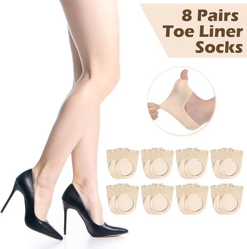8 Pairs Peeping Toe Liner Socks Women Five Toeless Socks Open Toe No Show Socks Summer Sandal Socks with Nonslip Heel Gripper for Women Girls in Kuwait
