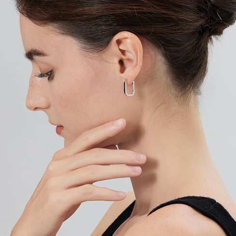 Simple Hoop Earrings for Women, Hypoallergenic Hoops Jewelry Huggies Sleeper Earrings 925 Sterling Silver Ear Post 18MM 20MM 25MM in Kuwait