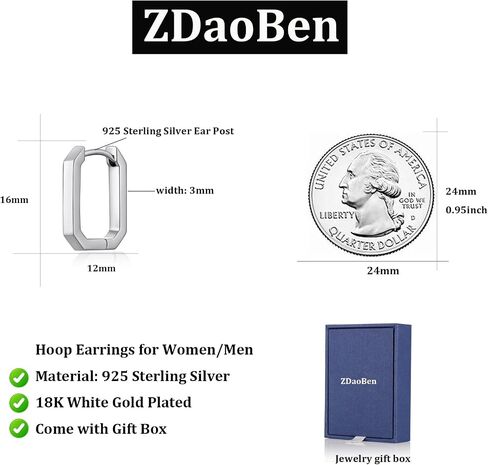 Simple Hoop Earrings for Women, Hypoallergenic Hoops Jewelry Huggies Sleeper Earrings 925 Sterling Silver Ear Post 18MM 20MM 25MM in Kuwait
