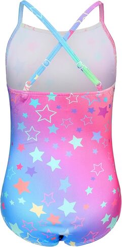 iLover Girls Sparkle قطعة واحدة ملابس سباحة بظهر متقاطع بدلة استحمام للشاطئ مع حزام قابل للتعديل 4-10 سنوات in Kuwait