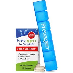Prevagen Extra Strength 20mg, 30 Capsules, with Apoaequorin & Vitamin D 7-Day Pill Minder