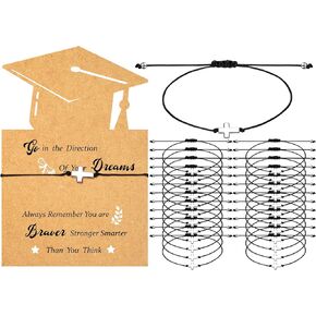 Woanger 50 Sets Graduation Bracelet Set Adjustable Compass Bracelets Senior Cheer Gifts Memorial Graduation Bracelets with Inspirational Cards for School Grad Christmas Gifts