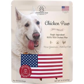 Dehydrated Chicken Feet Dog Treats, Only One Ingredient, No Additives, Made and Sourced in USA, (About 28-Pack), 1lb