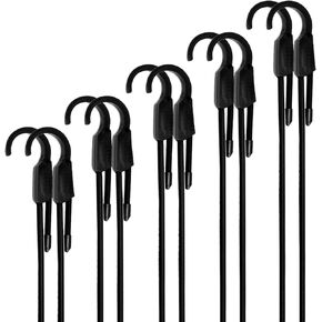 10Pcs 18" 、36"、 48"、60"、 80" Adjustable Bungee Cord with Carabiner,Black Bungee Cords Heavy Duty Outdoor,Adjustable Elastic Rubber Rope Cord with Hooks for Bike,Luggage,Tent Camping