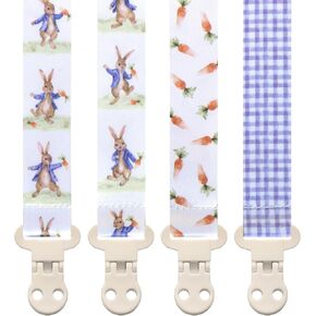 Stadela Baby Pacifier Clip Holder - Girl or Boy Unisex 4 Pack Gift Set - Retro Checker and Smiley Faces Design in Kuwait