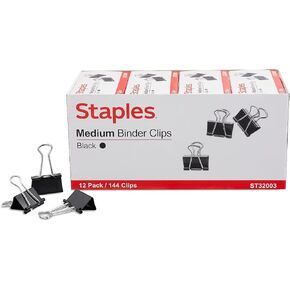 Staples 395200 مشابك ربط متوسطة السائبة Pk Blk مقاس 1 1/4 بوصة بسعة 5/8 بوصة 144/عبوة
