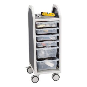 Learniture Heavy Duty Mobile Metal Storage Cart with Eight Small and Four Large Bins, LNT-GNO3041-PKAM-SO