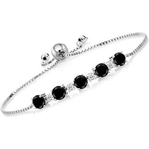 Gem Stone King 925 Sterling Silver Round Sky Blue Topaz and White Topaz Tennis Bracelet For Women (3.84 Cttw, Gemstone Birthstone, Fully Adjustable Up to 9 Inch) in Kuwait