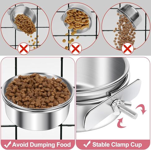 ToLanbbt 8 Pcs Stainless Steel Bird Food Bowls Bird Water Bowls with Clamp Holder, Parrot Feeding Dish Cups Parrot Cage Coop Feeders for Cockatiel Conure Budgie Parakeet Macaw Lovebird Small Animal, S in Kuwait