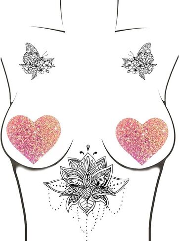 Neva Nude I'm Wet Light Green Pastel Candy Heart غطاء الحلمة للمهرجانات، الهذيان والمزيد، لاصق من الدرجة الطبية، مقاوم للماء والعرق، صنع في الولايات المتحدة الأمريكية in Saudi Arabia