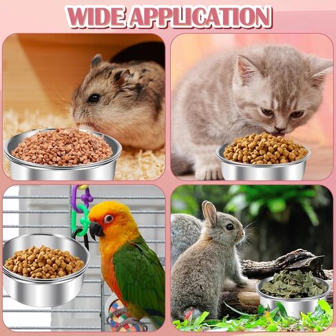 ToLanbbt 8 Pcs Stainless Steel Bird Food Bowls Bird Water Bowls with Clamp Holder, Parrot Feeding Dish Cups Parrot Cage Coop Feeders for Cockatiel Conure Budgie Parakeet Macaw Lovebird Small Animal, S in Kuwait