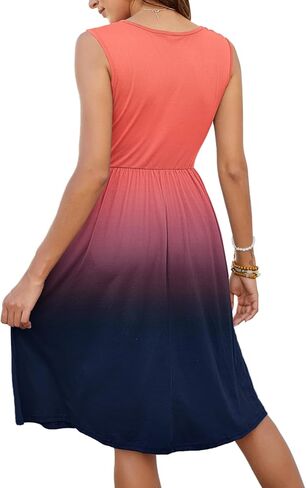 MOLERANI Women Summer Dresses Sleeveless Casual Loose Swing Button Down Midi Dress with Pockets in Kuwait