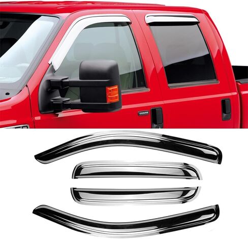Original Side Window Wind Deflector, 4pc Out-Channel Tape-On Rain Guards Set,Window Visor fit for 2007-2013 Chevy Silverado/GMC Sierra 1500,2007-2014 2500HD/3500HD with Extended Cab 94040 in Kuwait