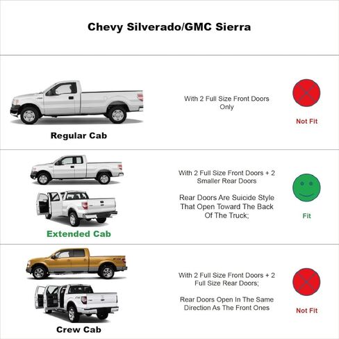 Original Side Window Wind Deflector, 4pc Out-Channel Tape-On Rain Guards Set,Window Visor fit for 2007-2013 Chevy Silverado/GMC Sierra 1500,2007-2014 2500HD/3500HD with Extended Cab 94040 in Kuwait