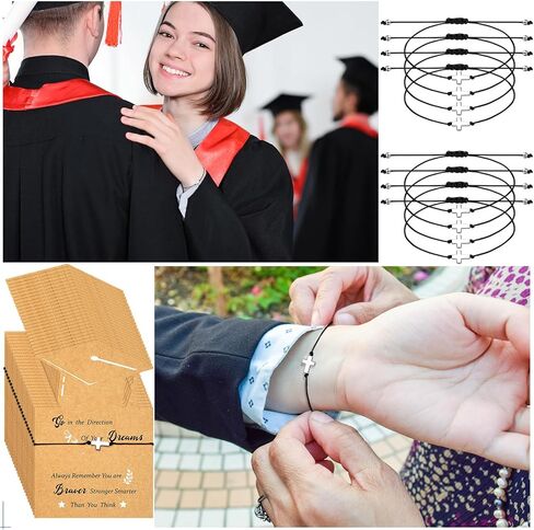 Woanger 50 مجموعات سوار التخرج مجموعة أساور البوصلة قابل للتعديل كبار يهتف الهدايا التذكارية أساور التخرج مع بطاقات ملهمة لهدايا عيد الميلاد غراد المدرسة in Kuwait