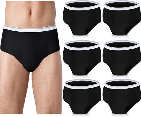 Blosssound 6 Pack Men's Incontinence Underwears Reusable Washable Leak Proof Underwears Protection Incontinence Briefs Men Bladder Control with Super Absorbency for Men, 150ml Absorbency, Large in Kuwait