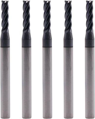 BestParts High Performance 5Pcs Solid Carbide End Mill, AlTiN Coated, 4 Flute, 30 Degree Helix, 1/16" Cutting Diameter, 1/8" Shank Diameter, 1/4" Length of Cut, 1-1/2" Overall Length in Kuwait