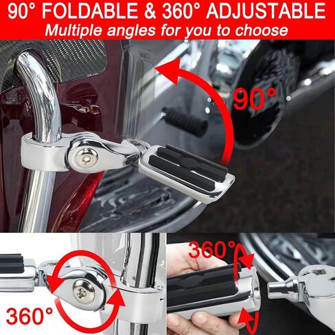 Short Angled Highway Pegs,Adjustable Highway Foot Pegs Foot Rest for Harley Davidson Touring Electra Road King Street Glide with 1.25 Engine Guard, Chrome in Kuwait